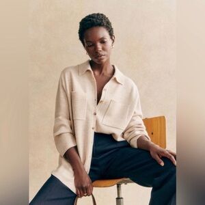 Sézane Emily cardigan size L Cream Button-Up Shirt cardigan